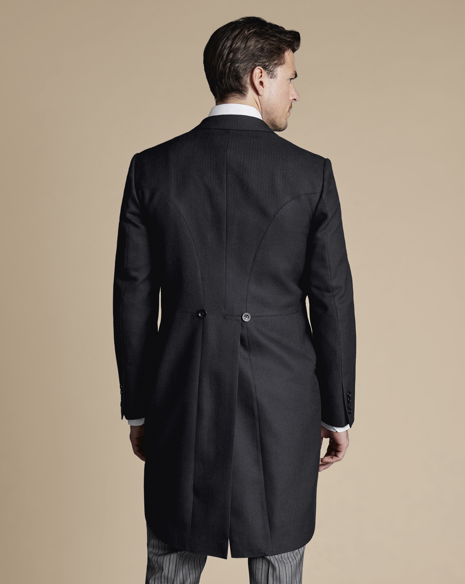 Morning Suit Tail Coat - Black Herringbone