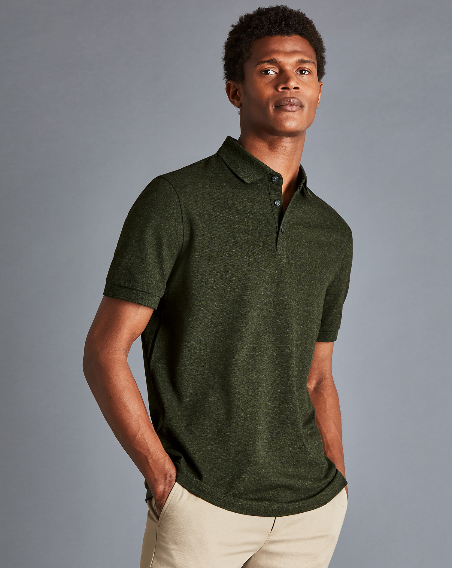 Tyrwhitt Pique Polo - Olive Melange