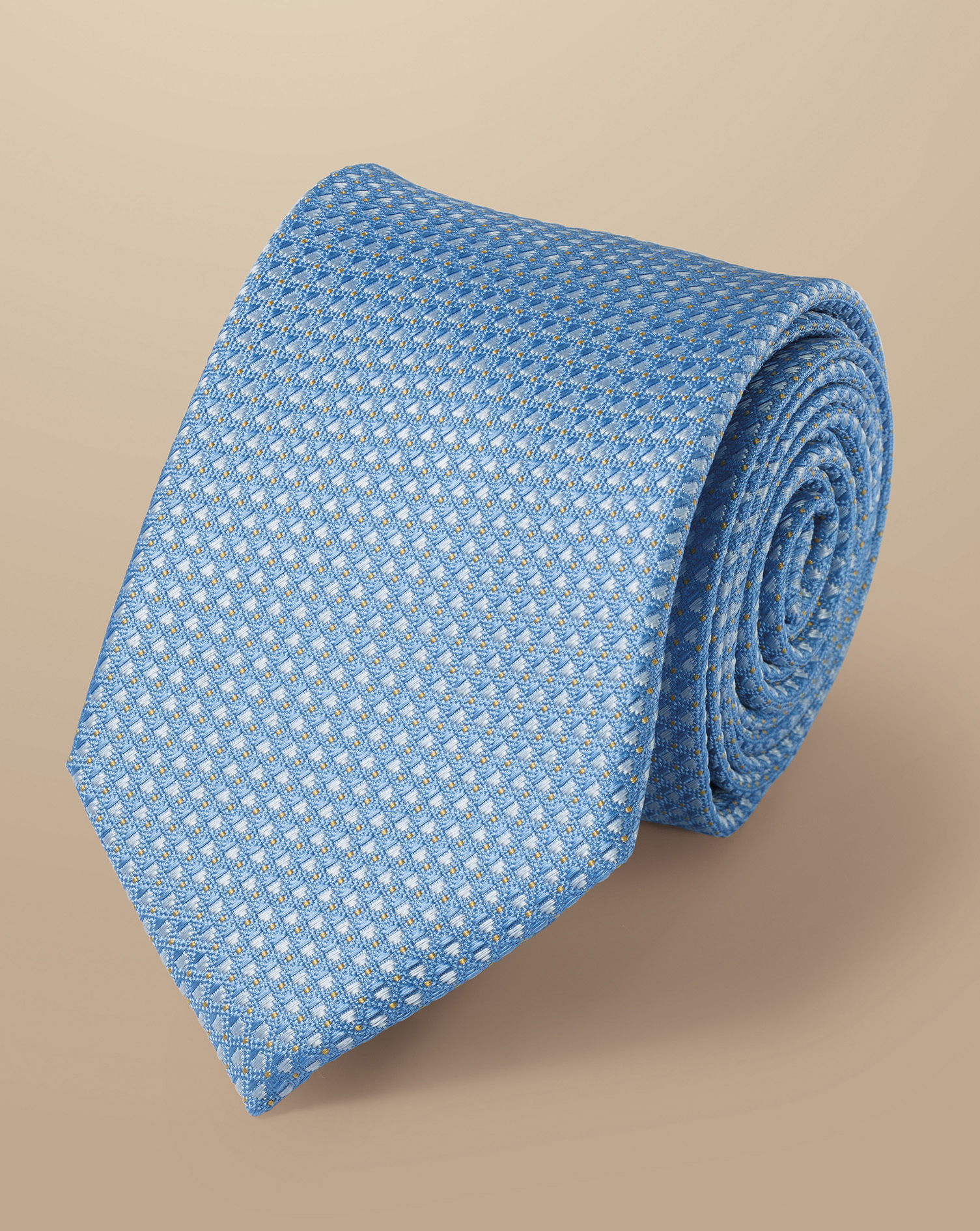 Semi Plain Silk Pattern Tie - Ice Blue