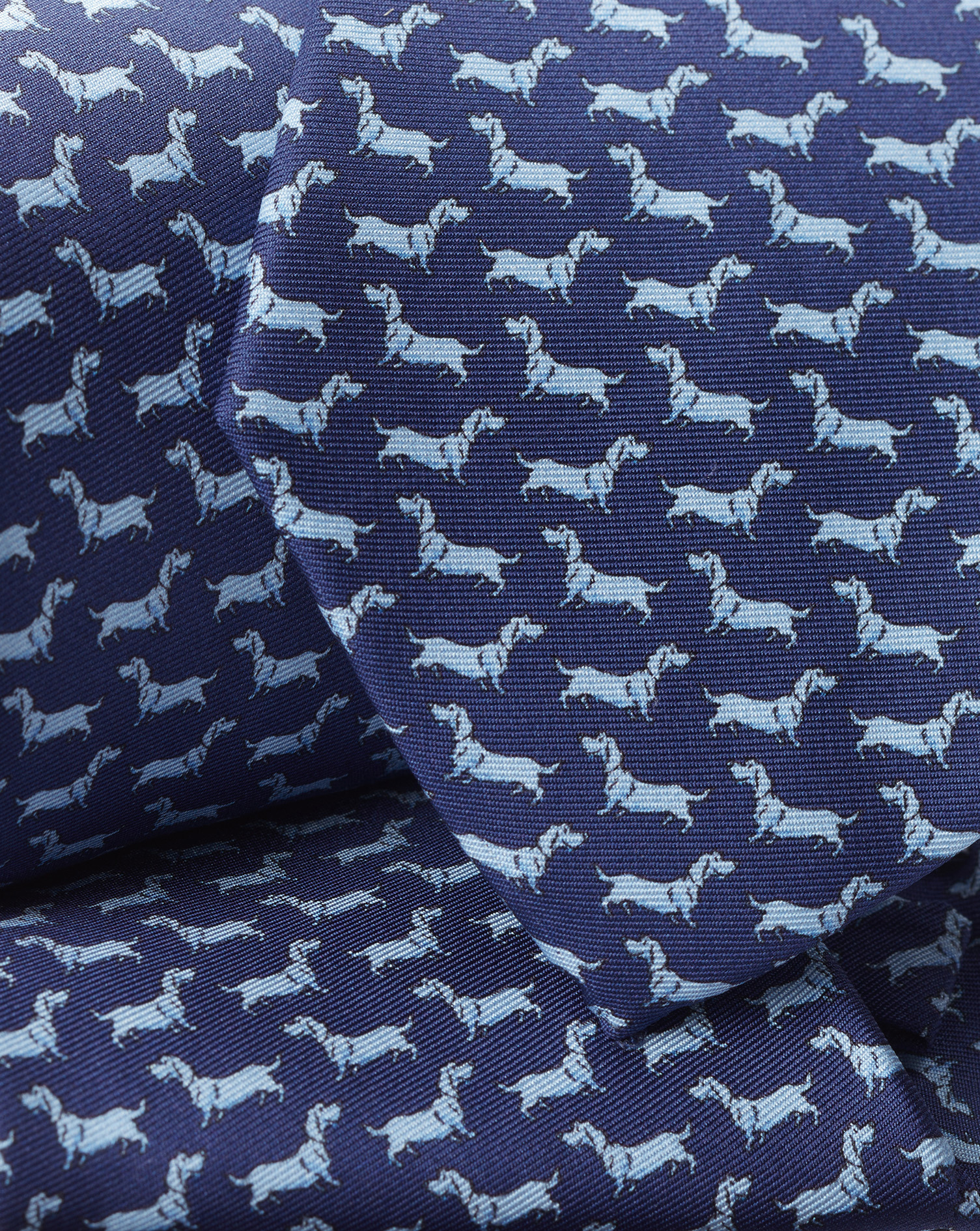 Dog Print Silk Tie - Royal Blue