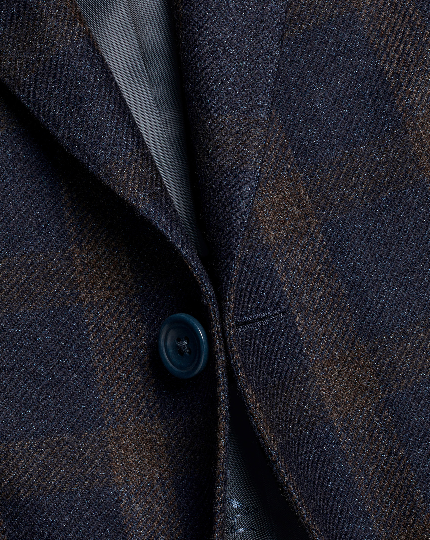 Luxury Italian Check Jacket - Navy