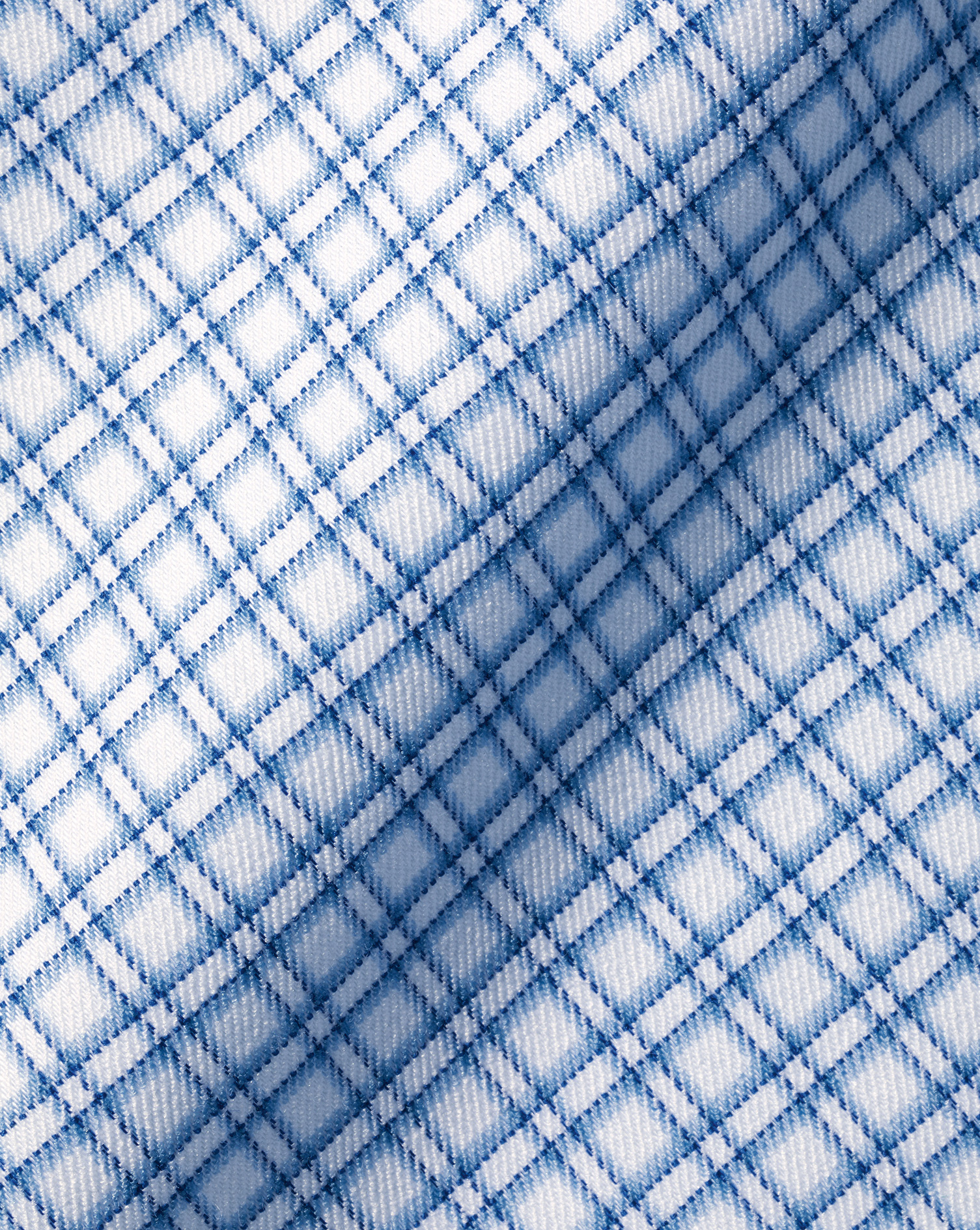 Non-Iron Performance Twill Grid Check Shirt - Ocean Blue