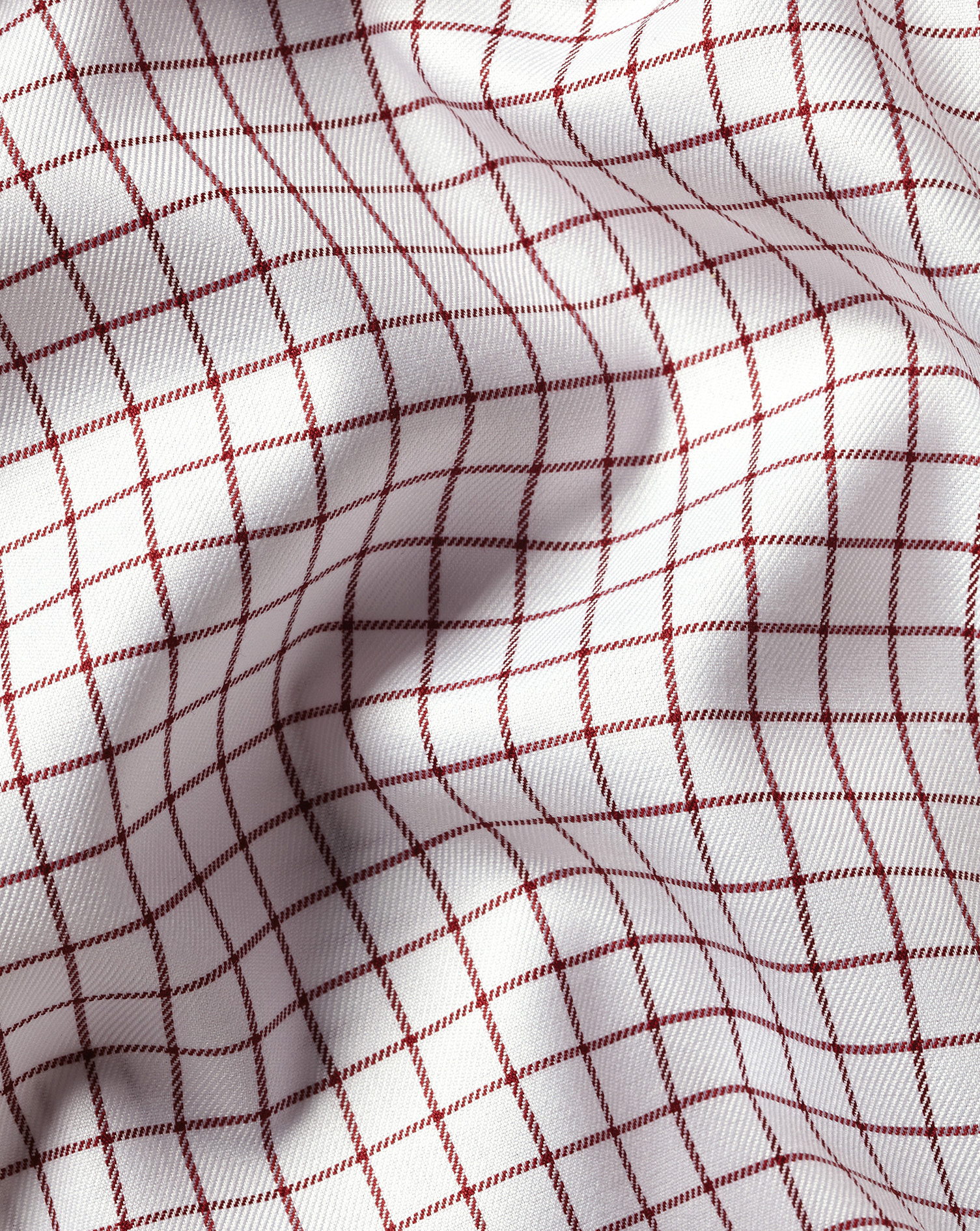 Semi-Cutaway Egyptian Cotton Windowpane Shirt - Maroon Red