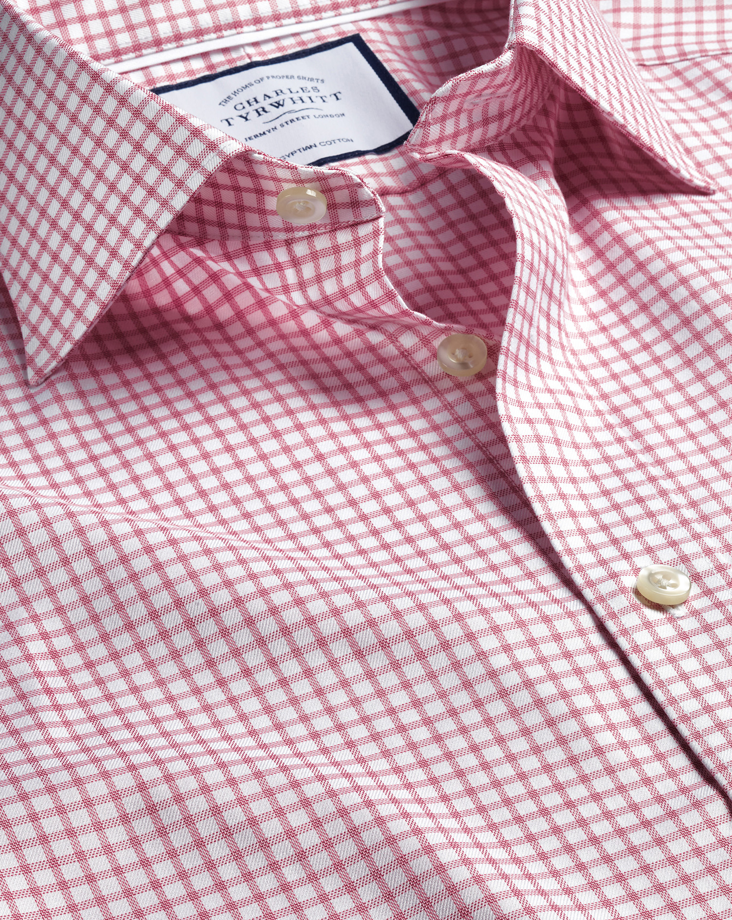 Charles Tyrwhitt Men's  Semi-cutaway Collar Egyptian Twill Fine Check Dress Shirt In Pink