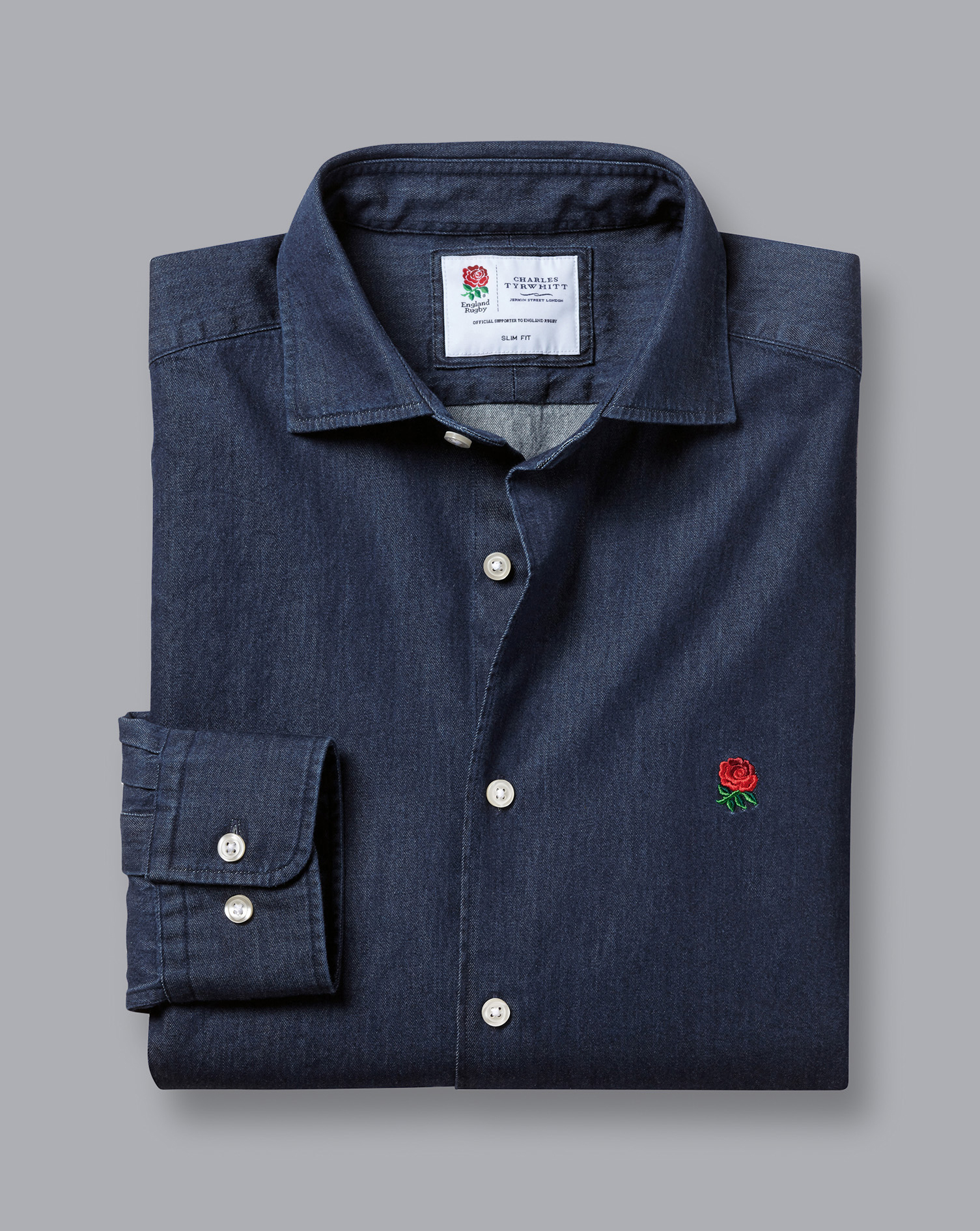 England Rugby Denim Shirt - Denim Blue