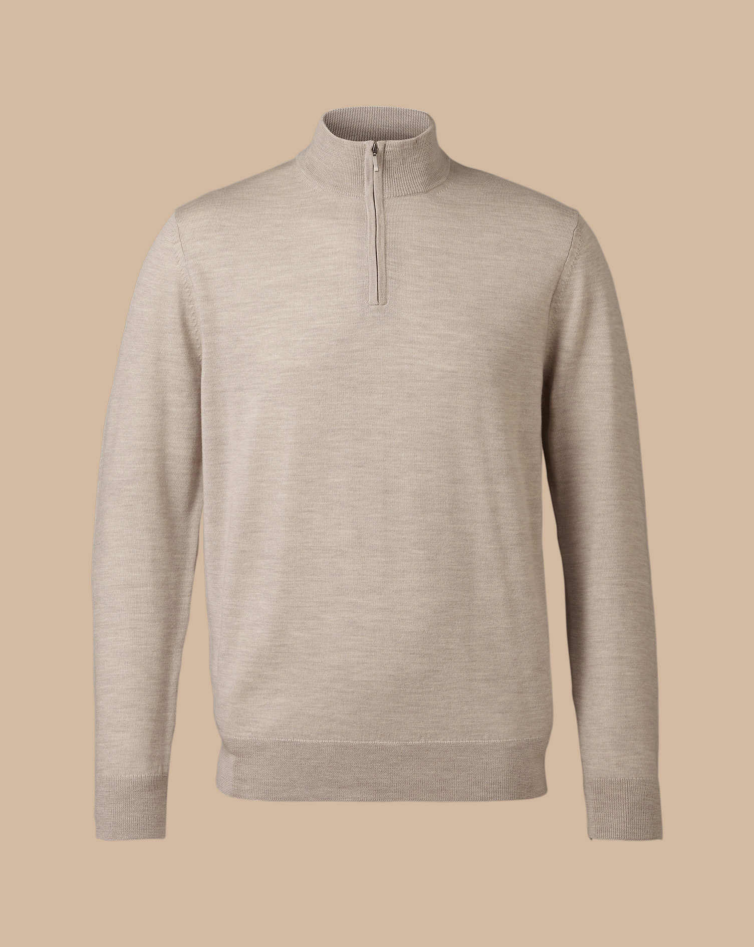 Merino Zip Neck Jumper - Limestone