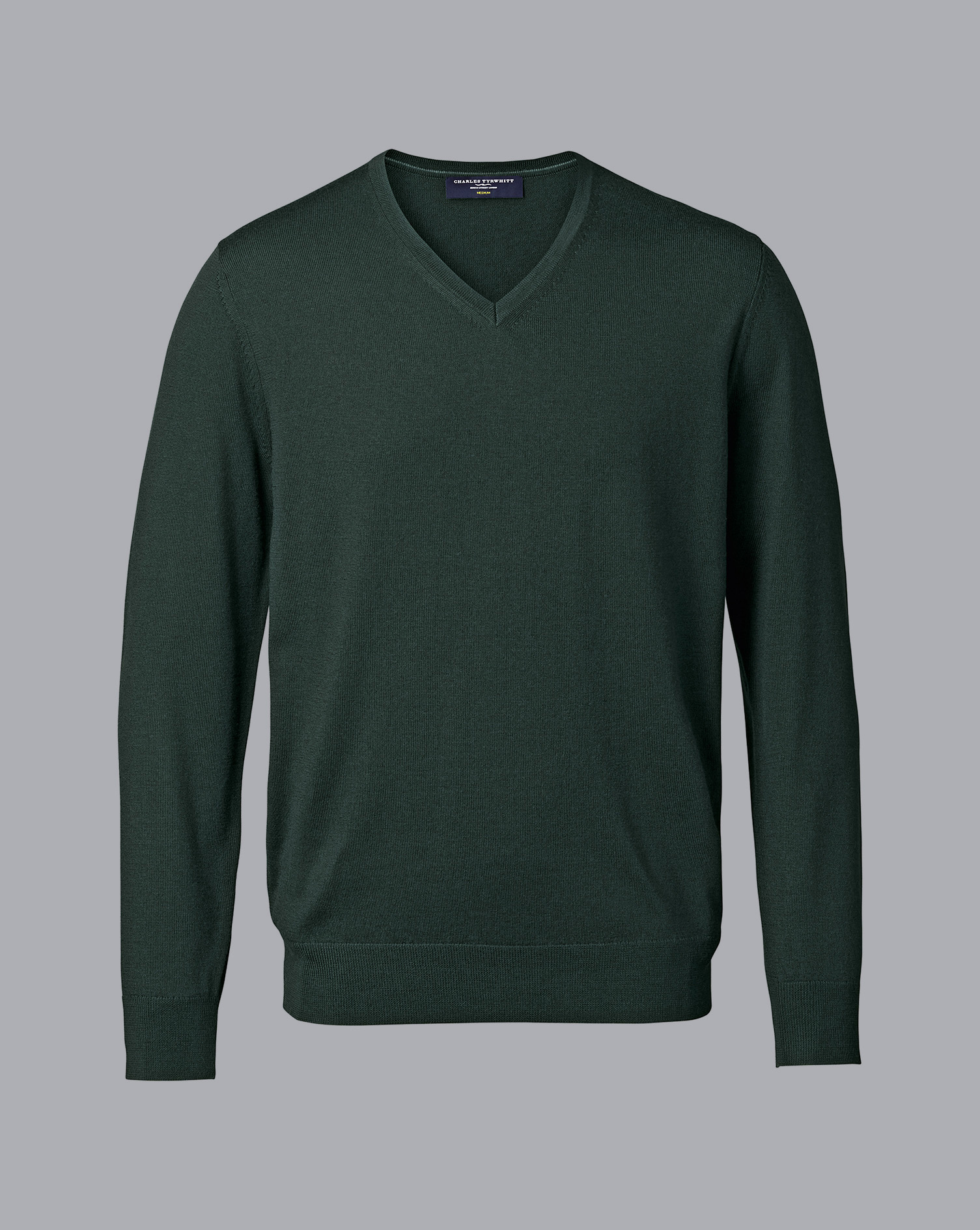 Merino V-Neck Jumper - Forest Green