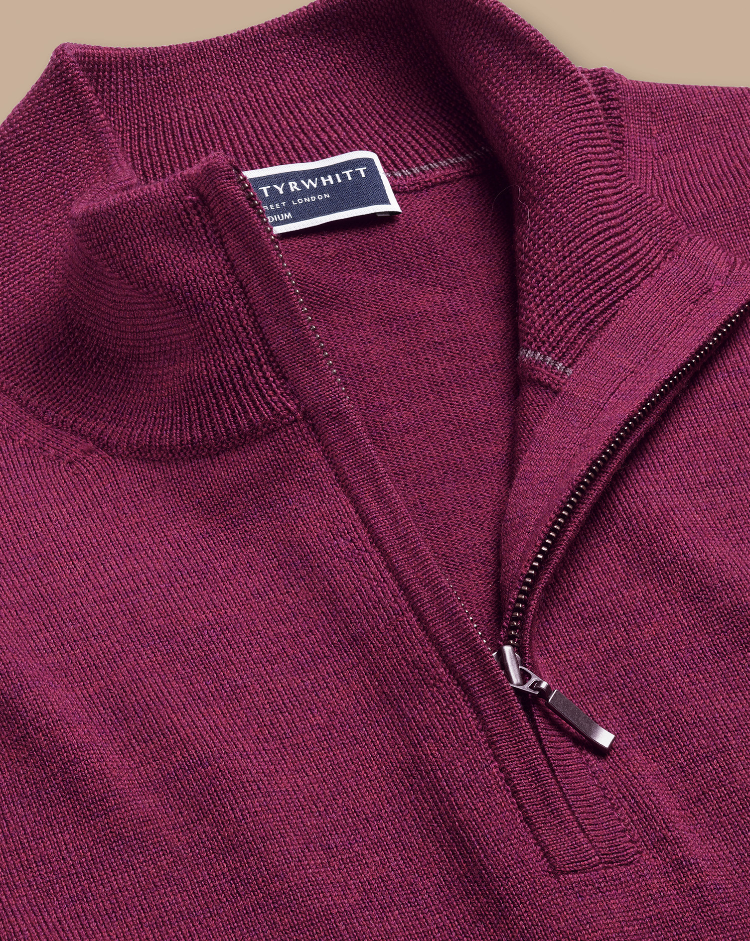 Merino Zip Neck Jumper - Dark Pink