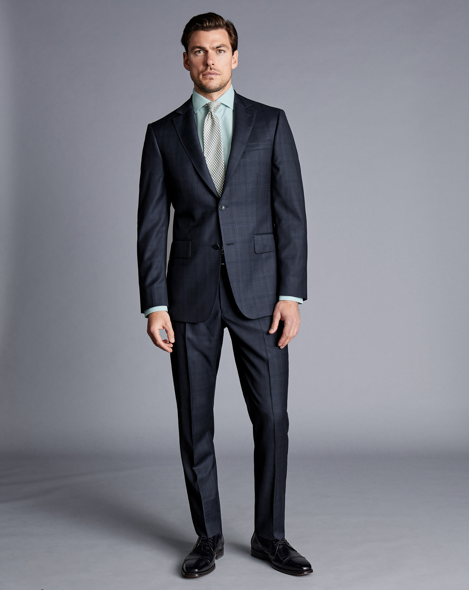 Ultimate Performance Check Suit Trousers - Navy