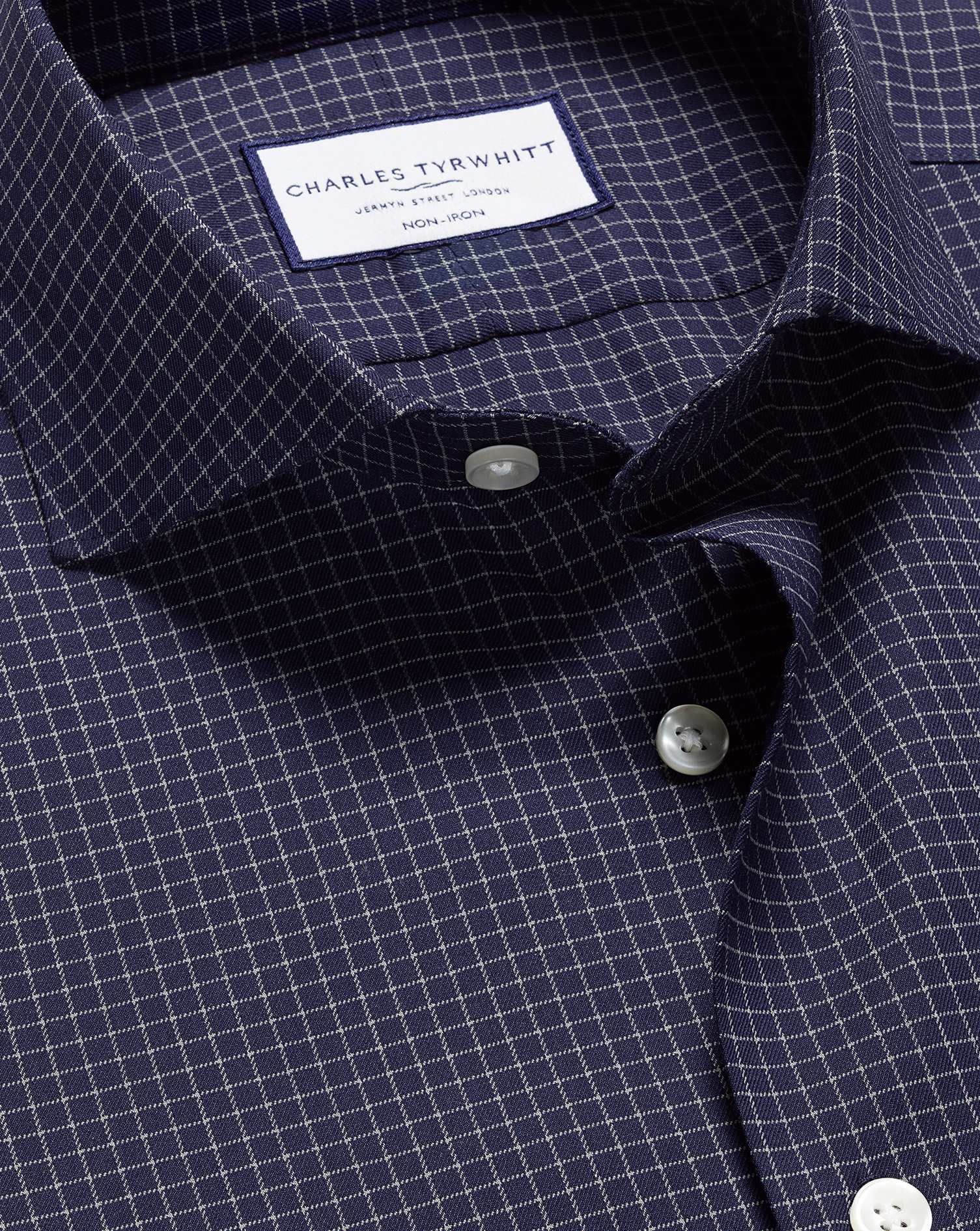 Non-Iron Performance Twill Fine Check Shirt - French Blue