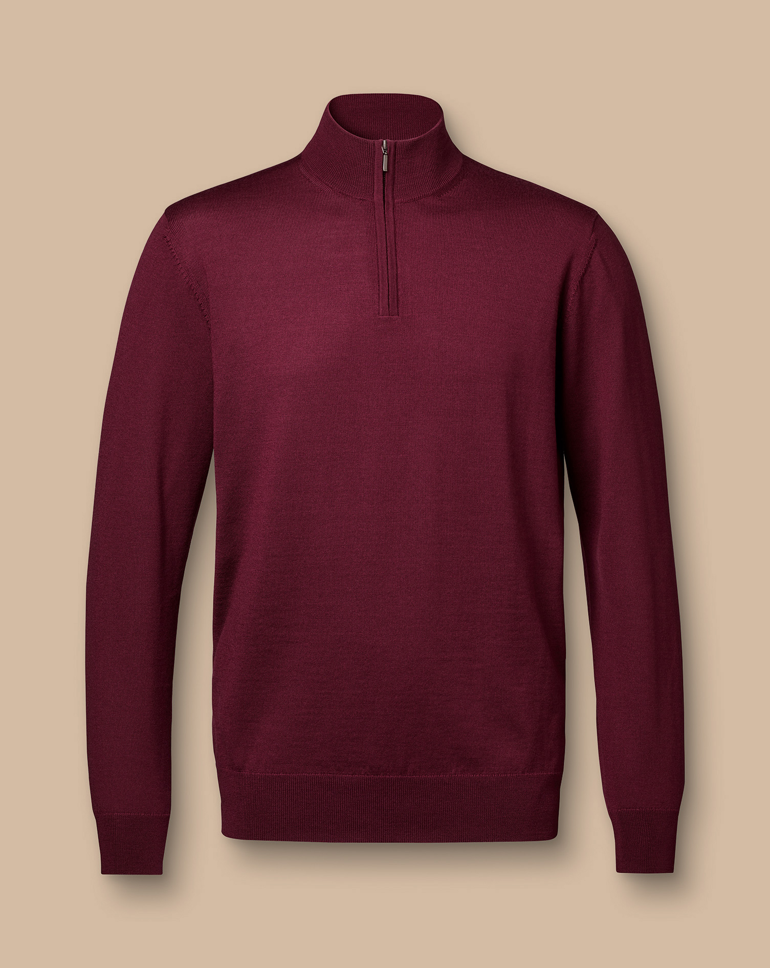 Merino Zip Neck Jumper - Burgundy