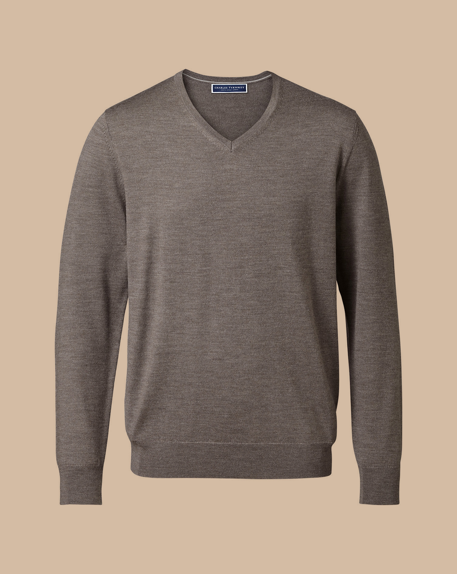 Merino V-Neck Jumper - Mocha