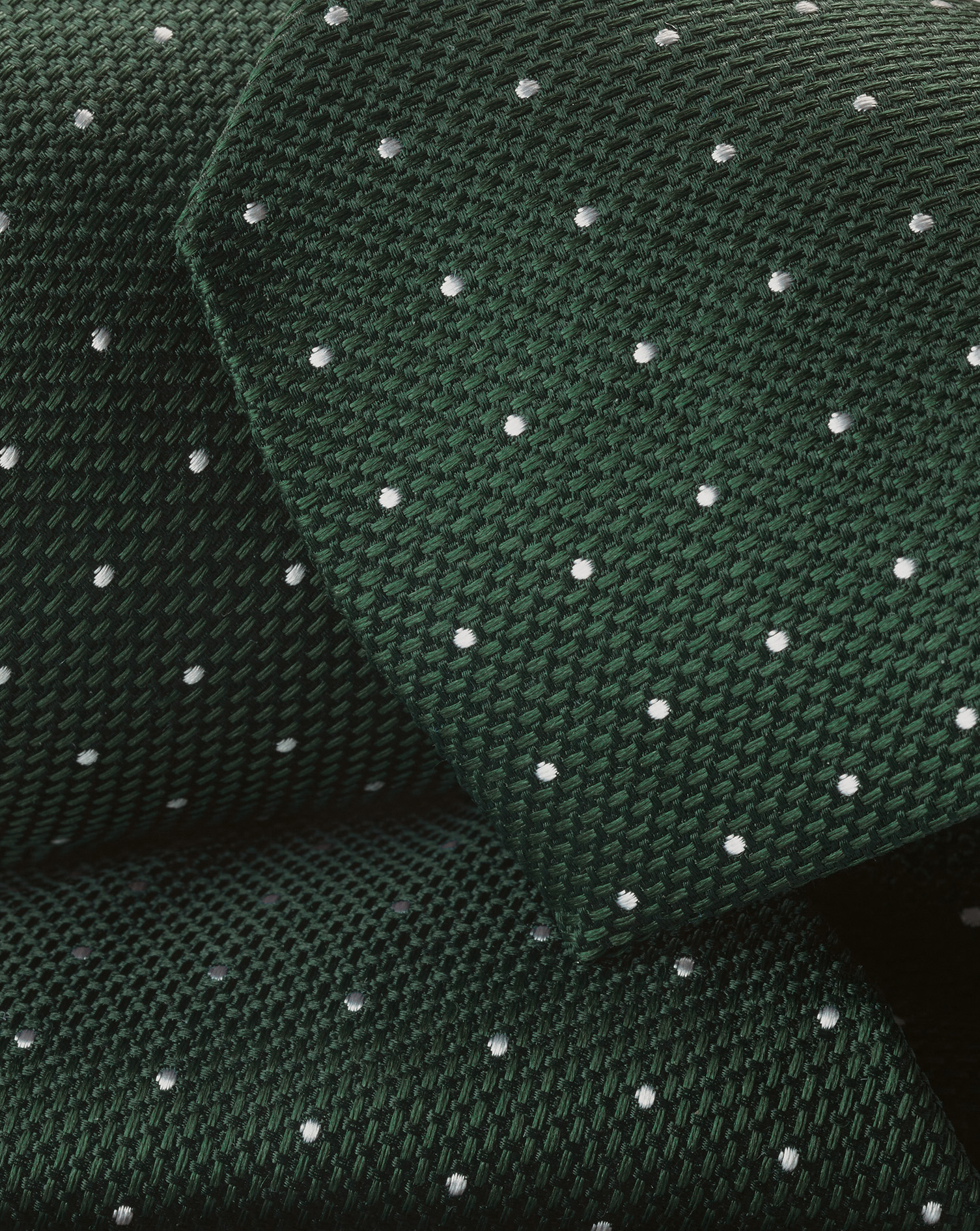 Spot Silk Tie - Dark Green & Silver Grey