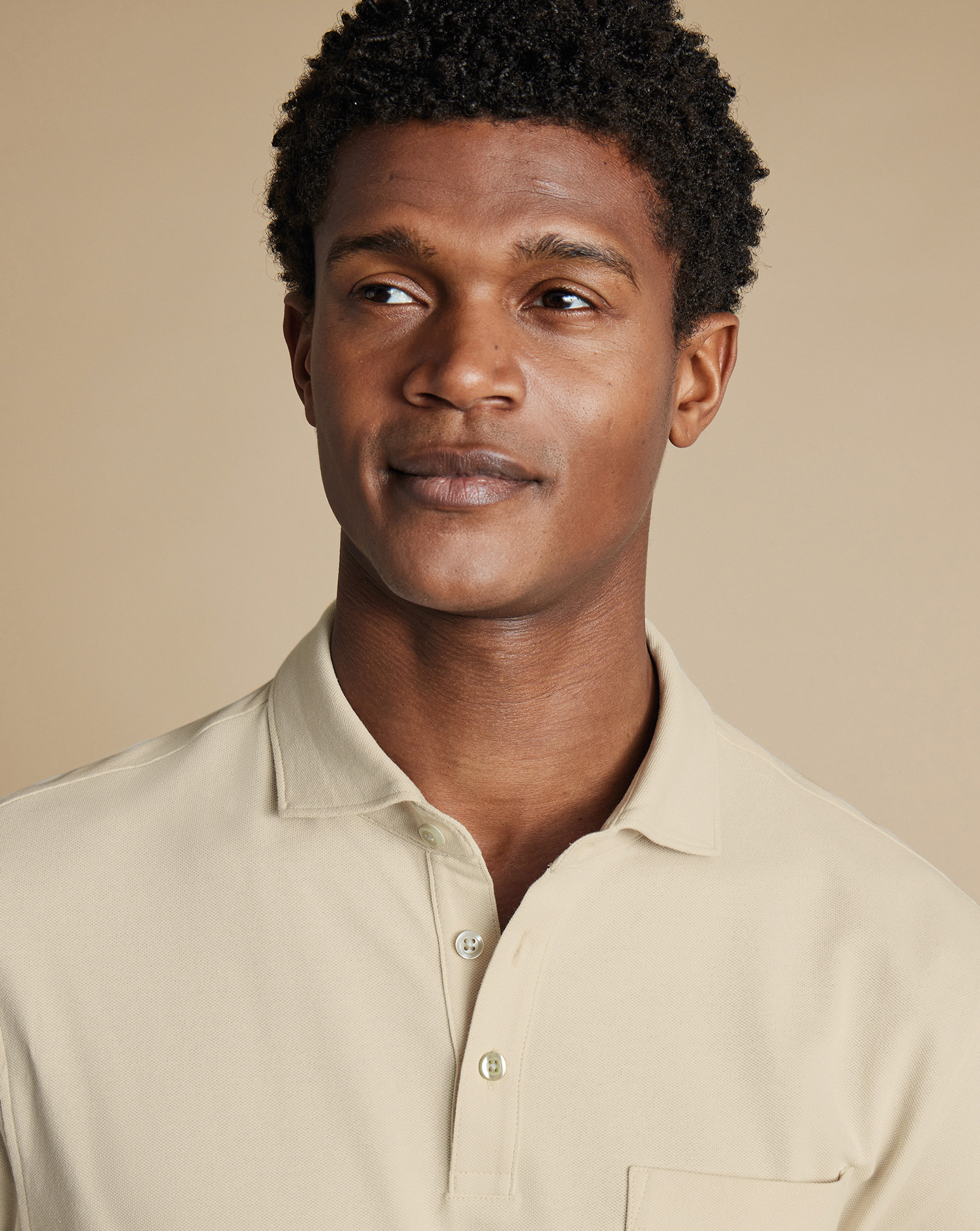 Long Sleeve Tyrwhitt Pique Polo - Stone