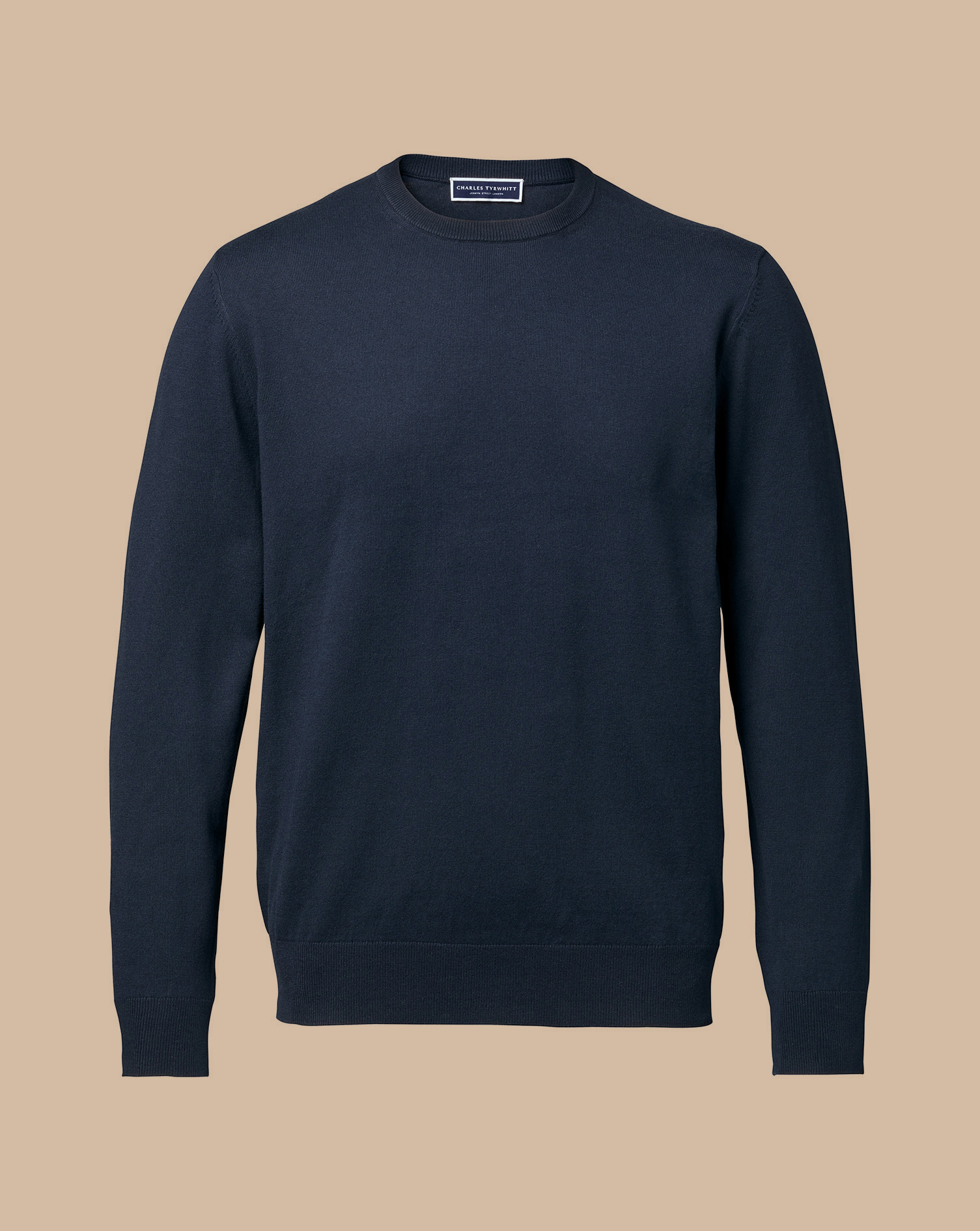 Combed Cotton Crew Neck Jumper - Dark Navy