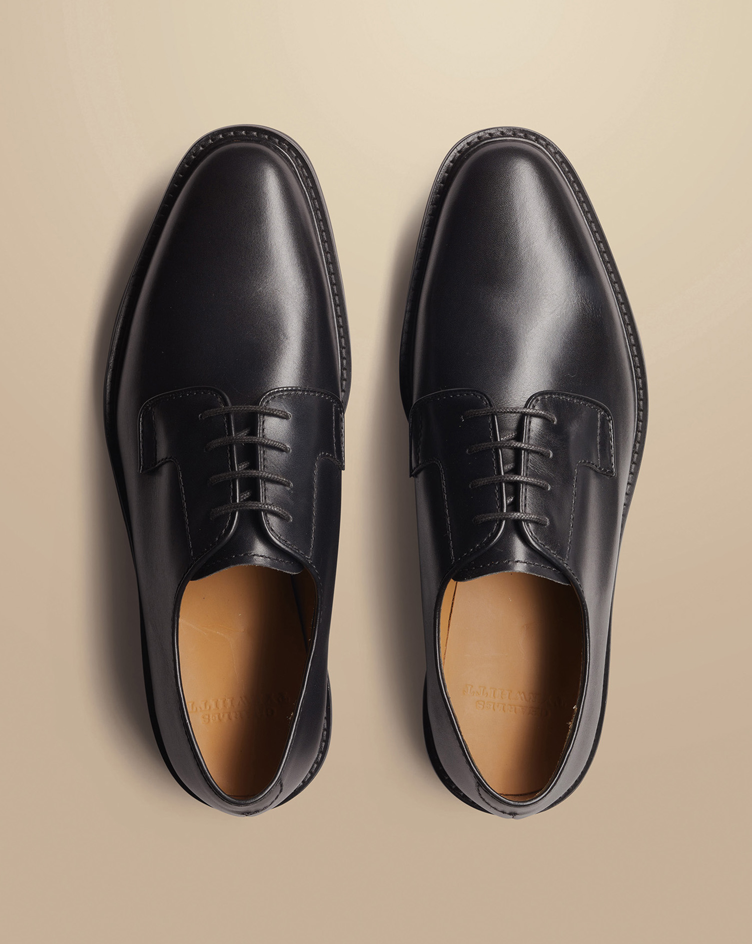 Leather Derby Rubber Sole Shoe - Black