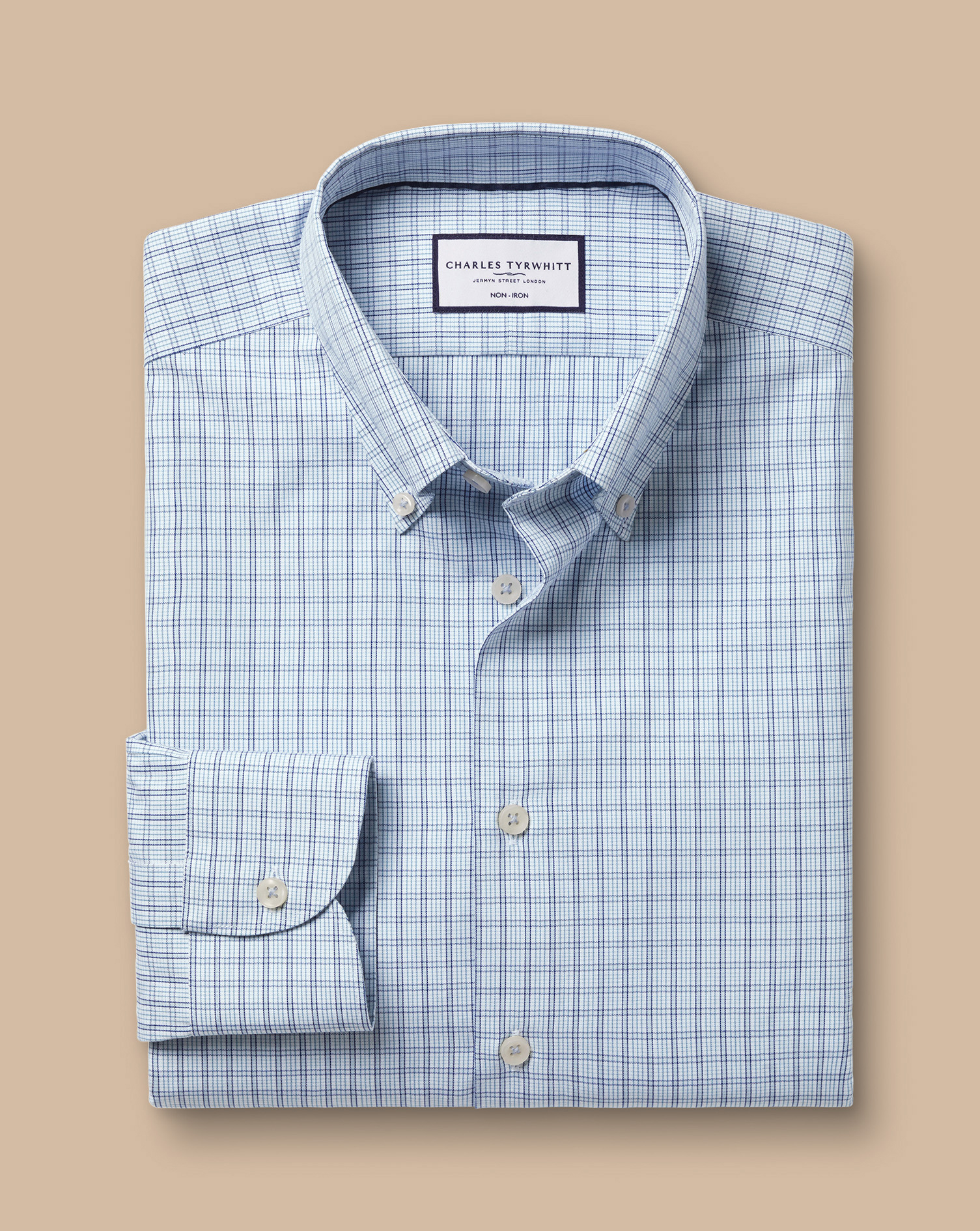 Button-Down Collar Non-Iron Check Oxford Shirt - Mid Blue