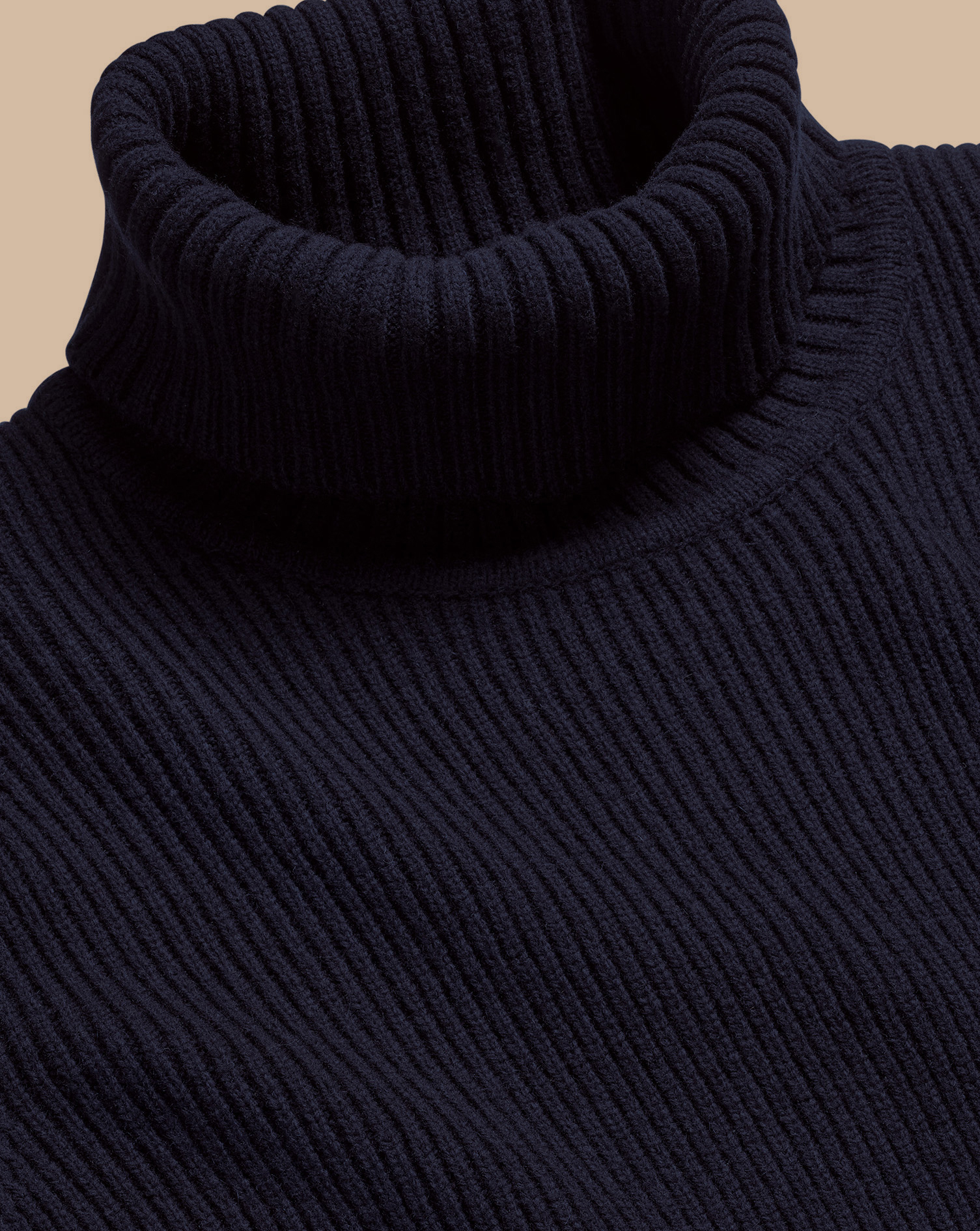 Merino Roll Neck Chunky Jumper - Navy