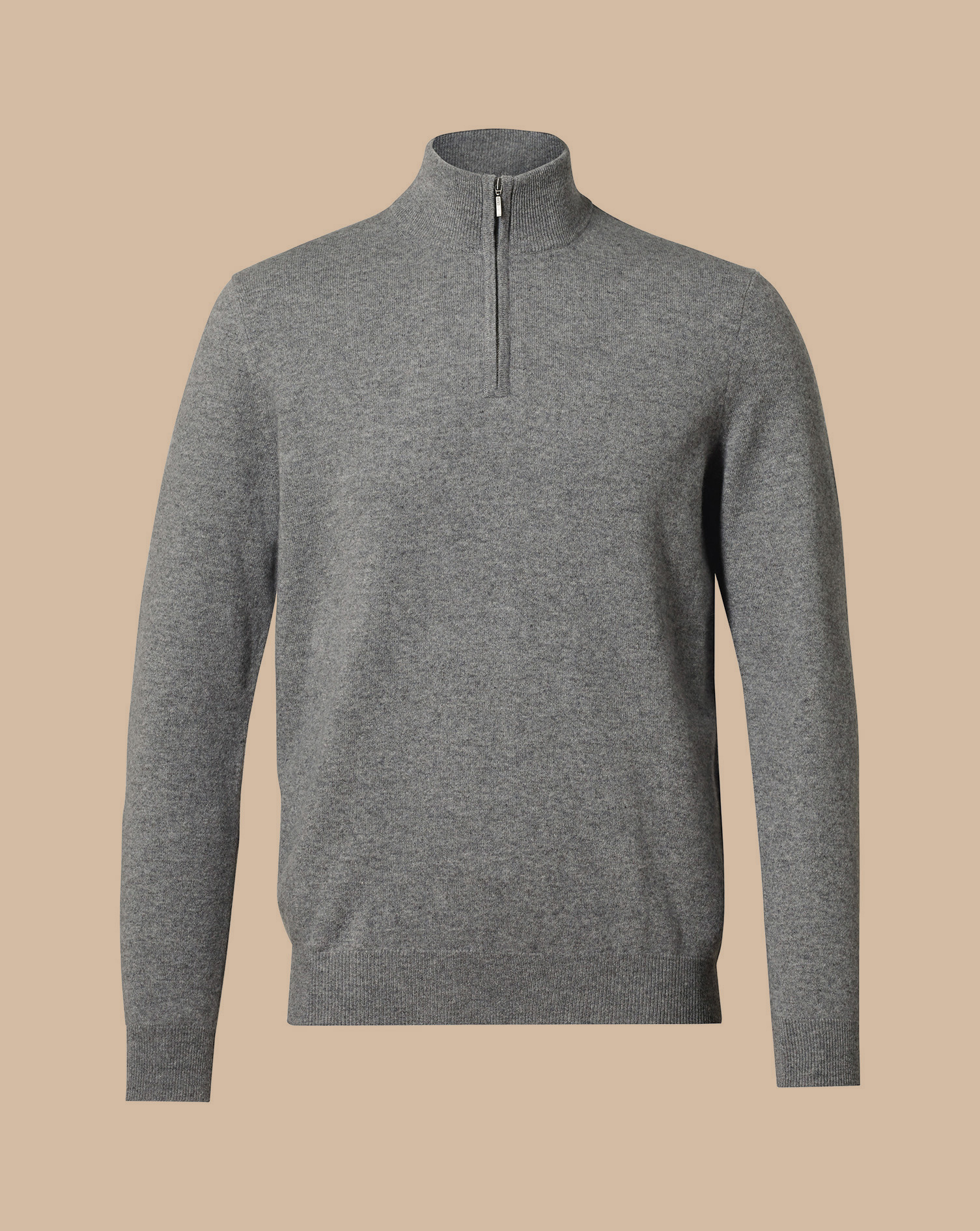 Cashmere Zip Neck Jumper - Grey