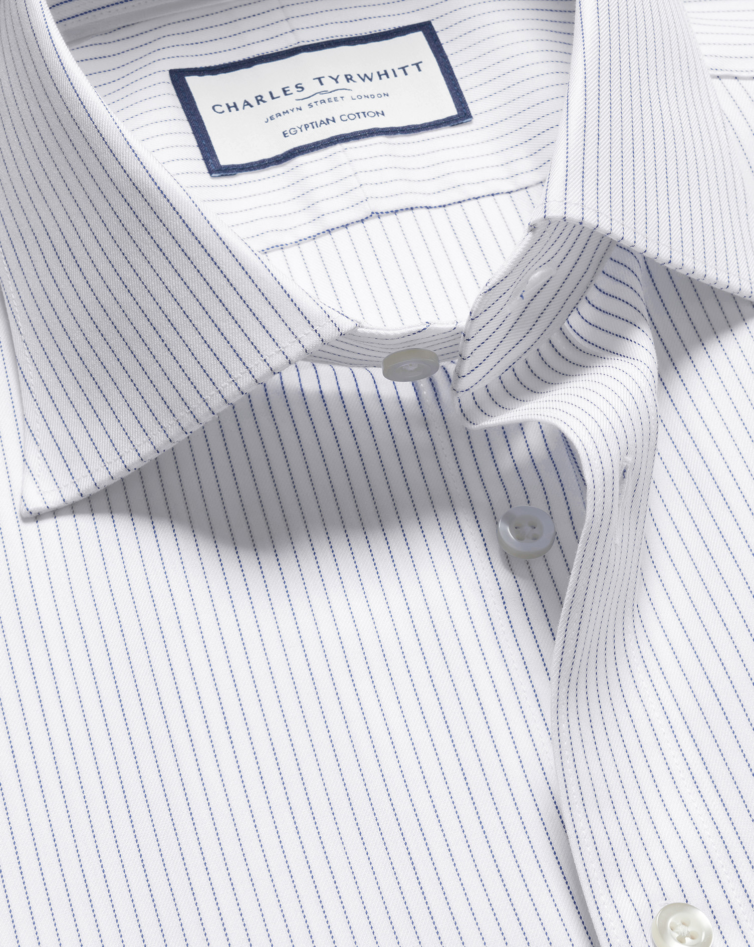 Charles Tyrwhitt Luxus-Hemd mit Streifen - kobaltblau Knopfmanschette