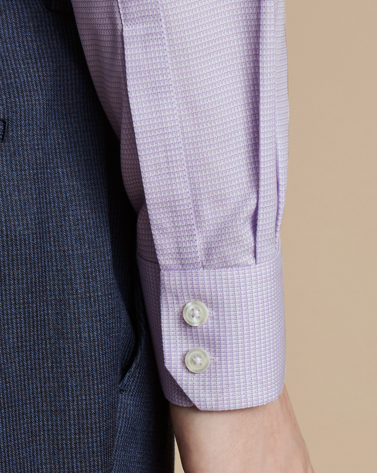 Cutaway Collar Non-Iron Stretch Kensington Weave Shirt - Lilac Purple