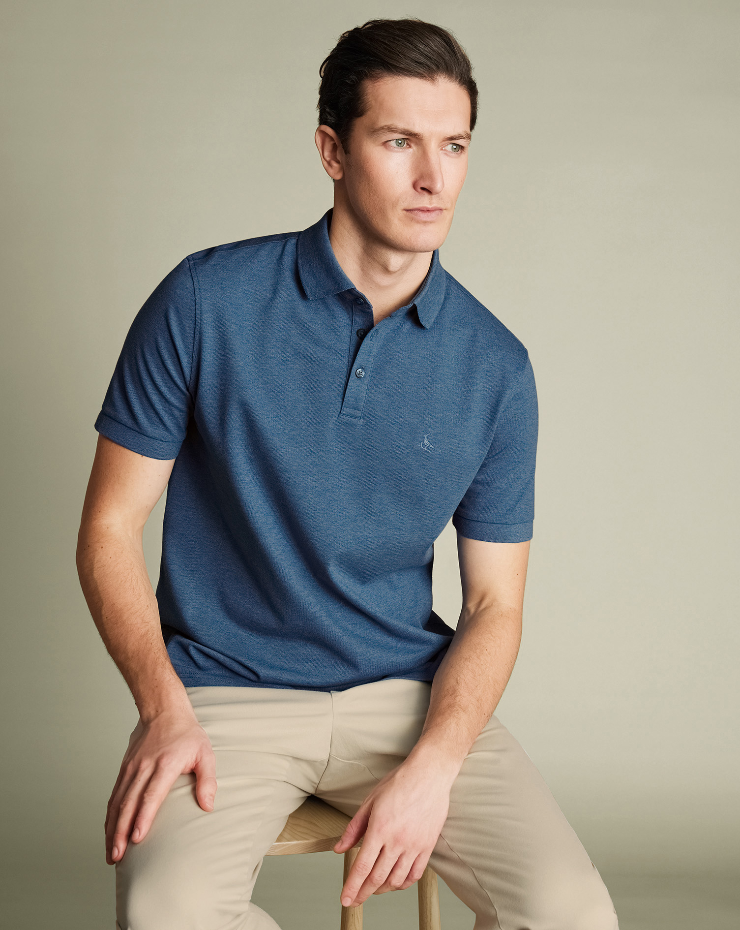 Charles Tyrwhitt Tyrwhitt Piqué-Polo - Indigoblau meliert