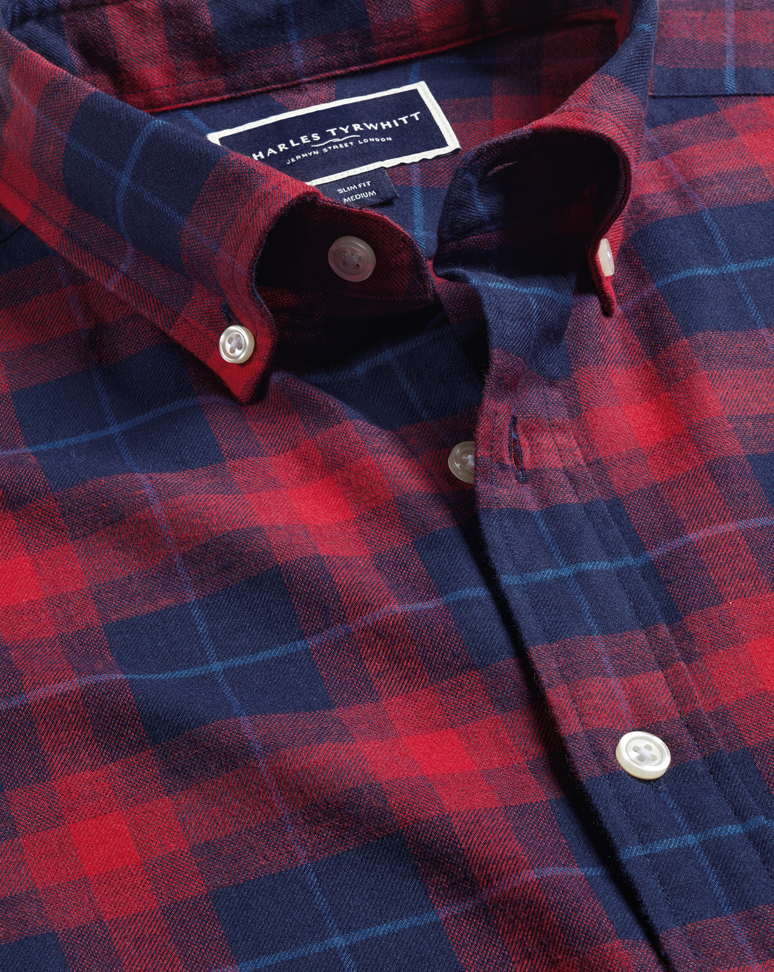 Brushed Flannel Check Shirt - Red