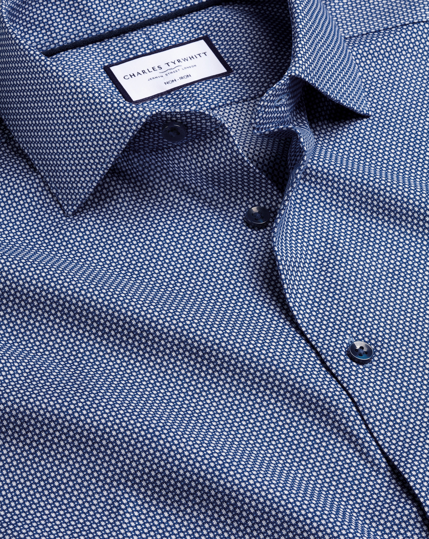 Charles Tyrwhitt Men's  Non-iron Oval Stretch Texture Dress Shirt In Blue