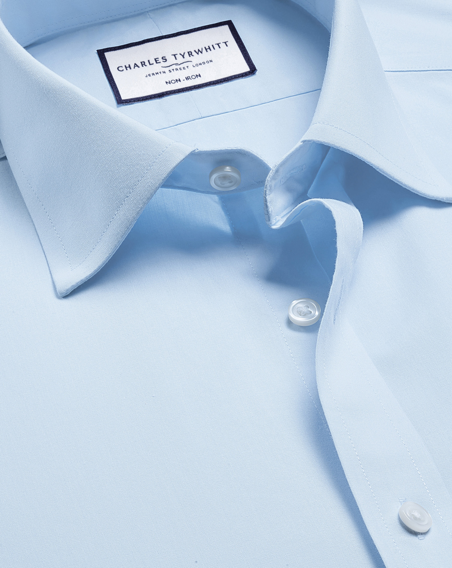 Non-Iron Poplin Short-Sleeve Shirt - Sky Blue