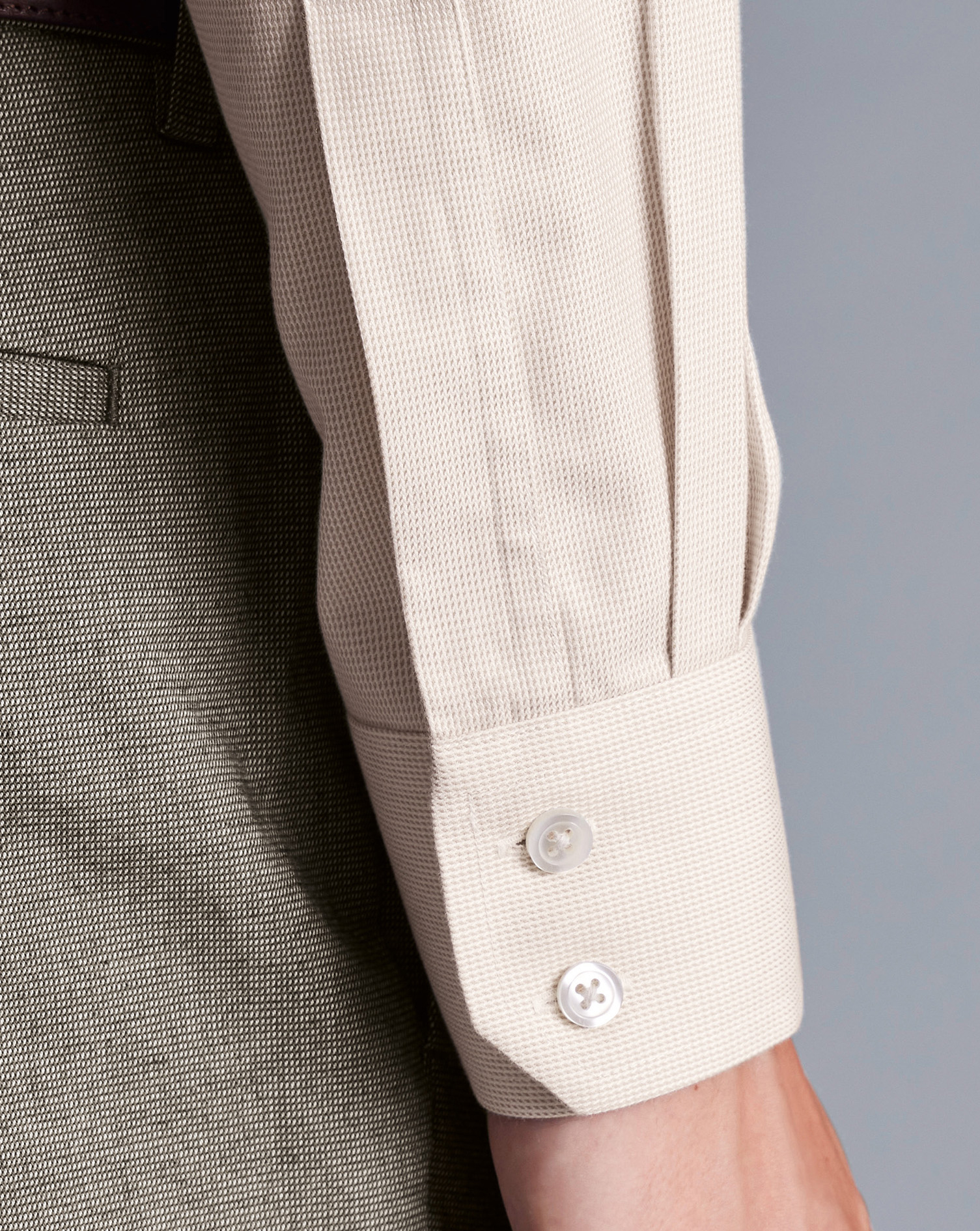 Cutaway Collar Non-Iron Clifton Weave Shirt - Oatmeal