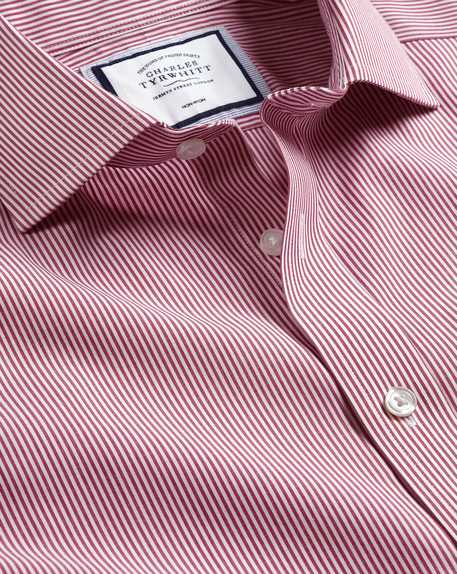 Tyrwhitt Print Semi-Spread Shirt Non-Iron - Collar Petal Aqua | Charles Green