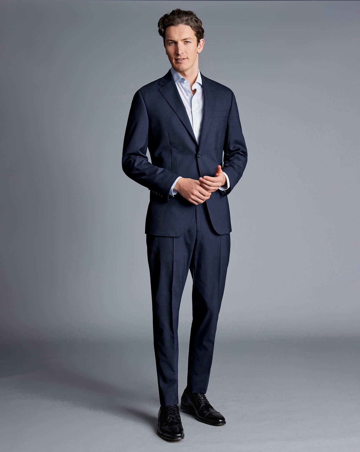 Micro Stripe Suit - Navy