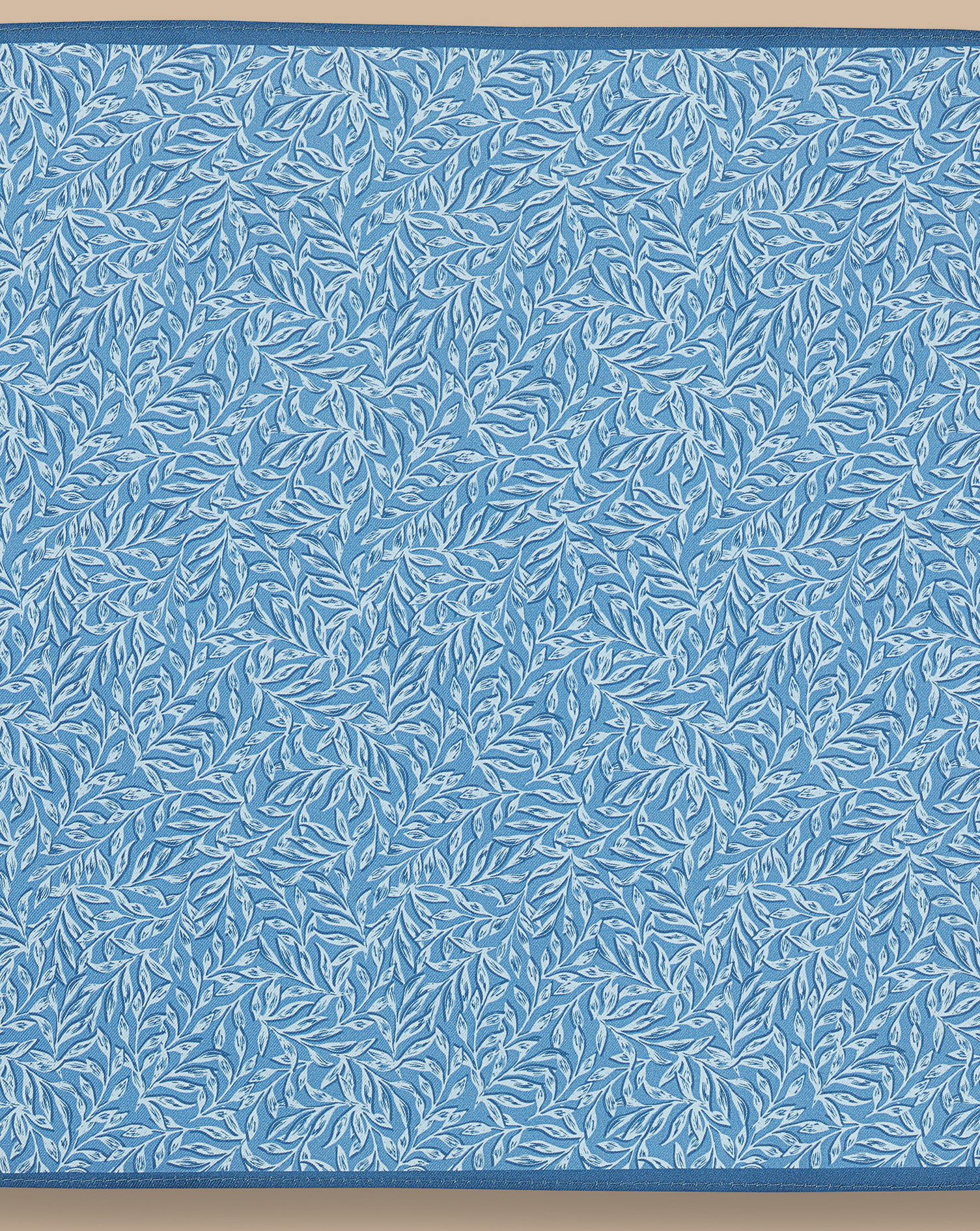 Leaves Print Silk Pocket Square - Ocean Blue