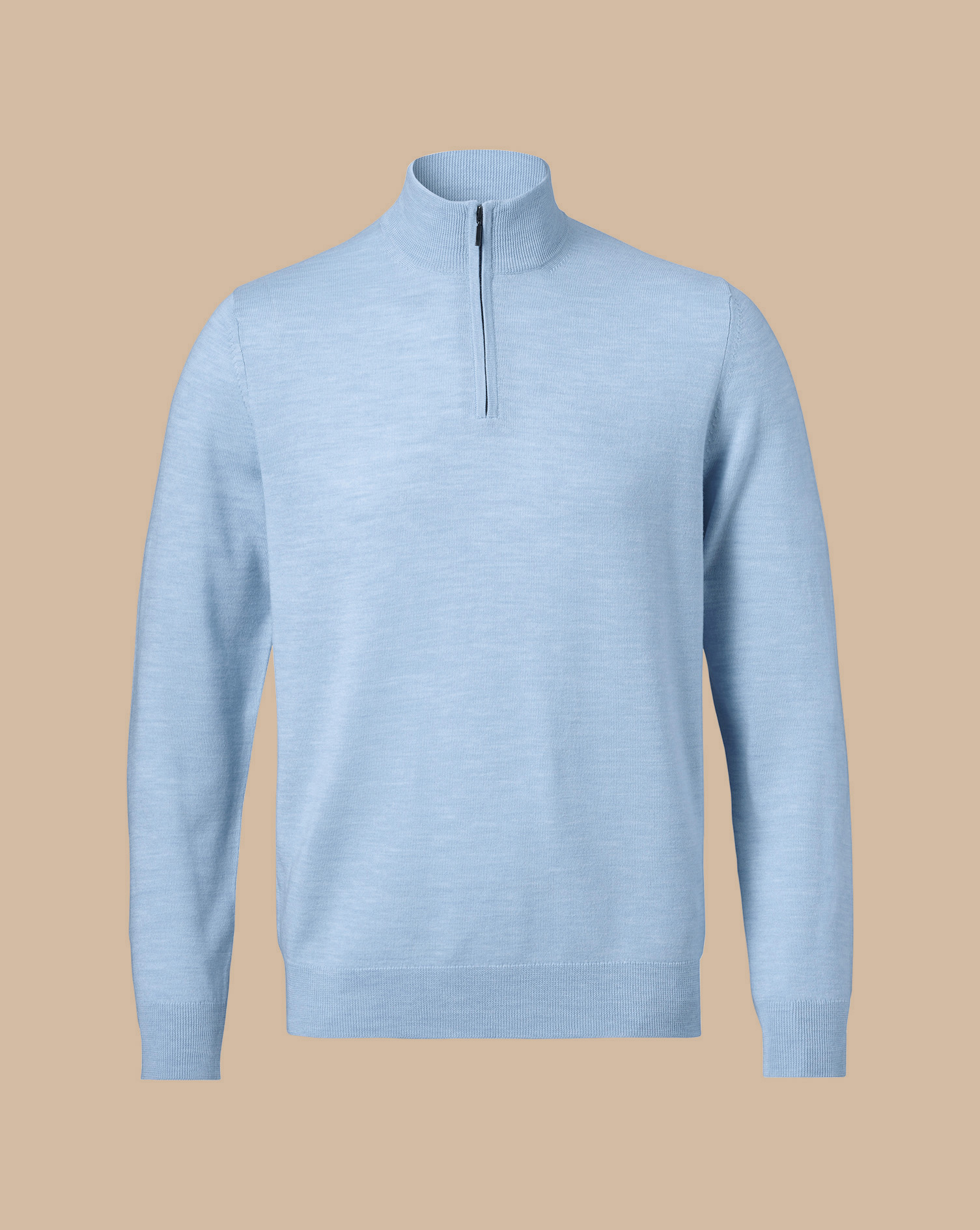 Merino Zip Neck Jumper - Sky Blue