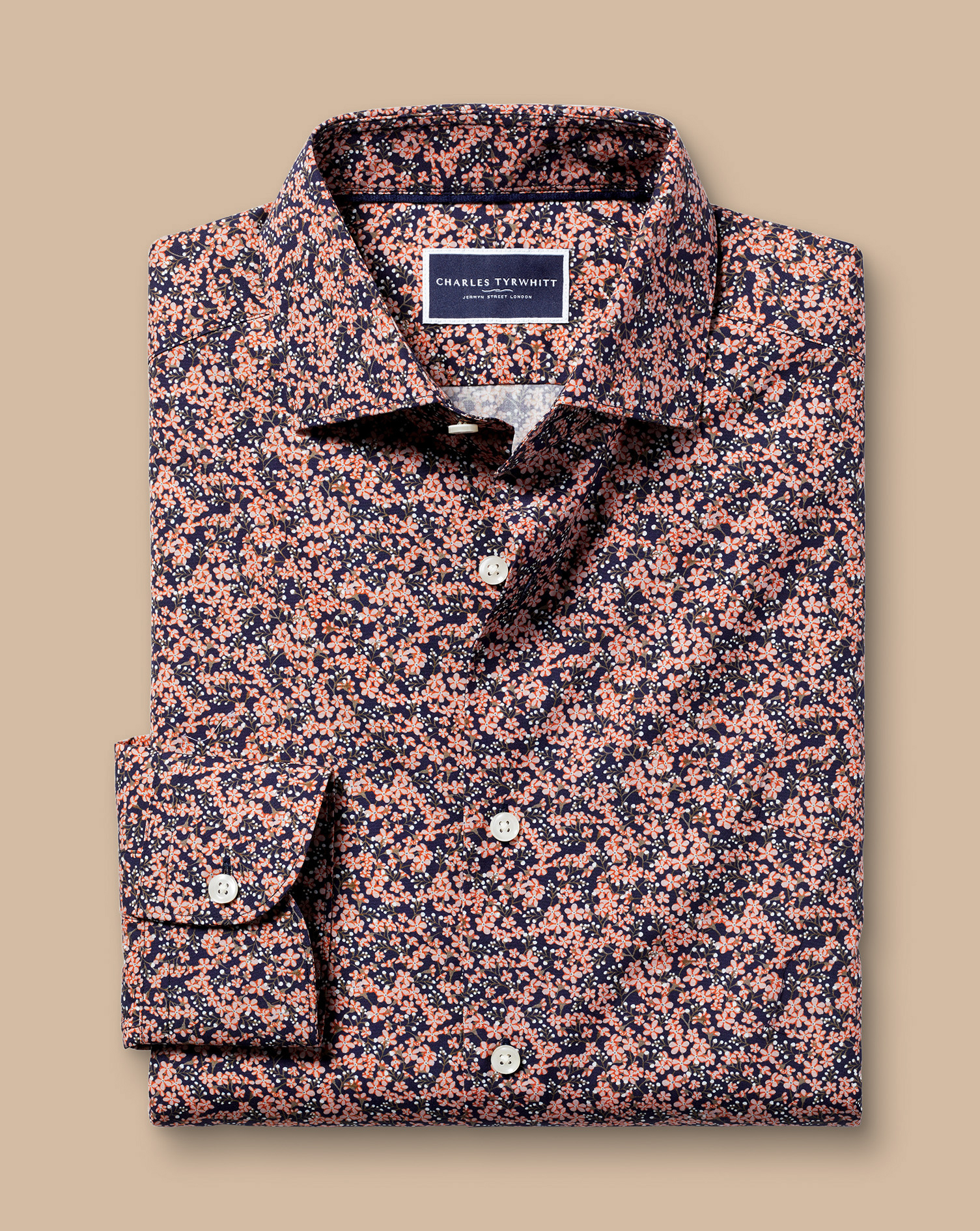 Made With Liberty Fabric Floral Print Semi-Cutaway Collar Shirt - Pink