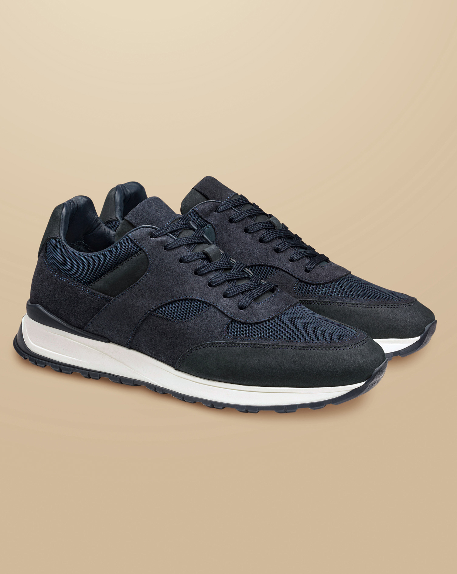 Suede And Textile Trainers – Navy