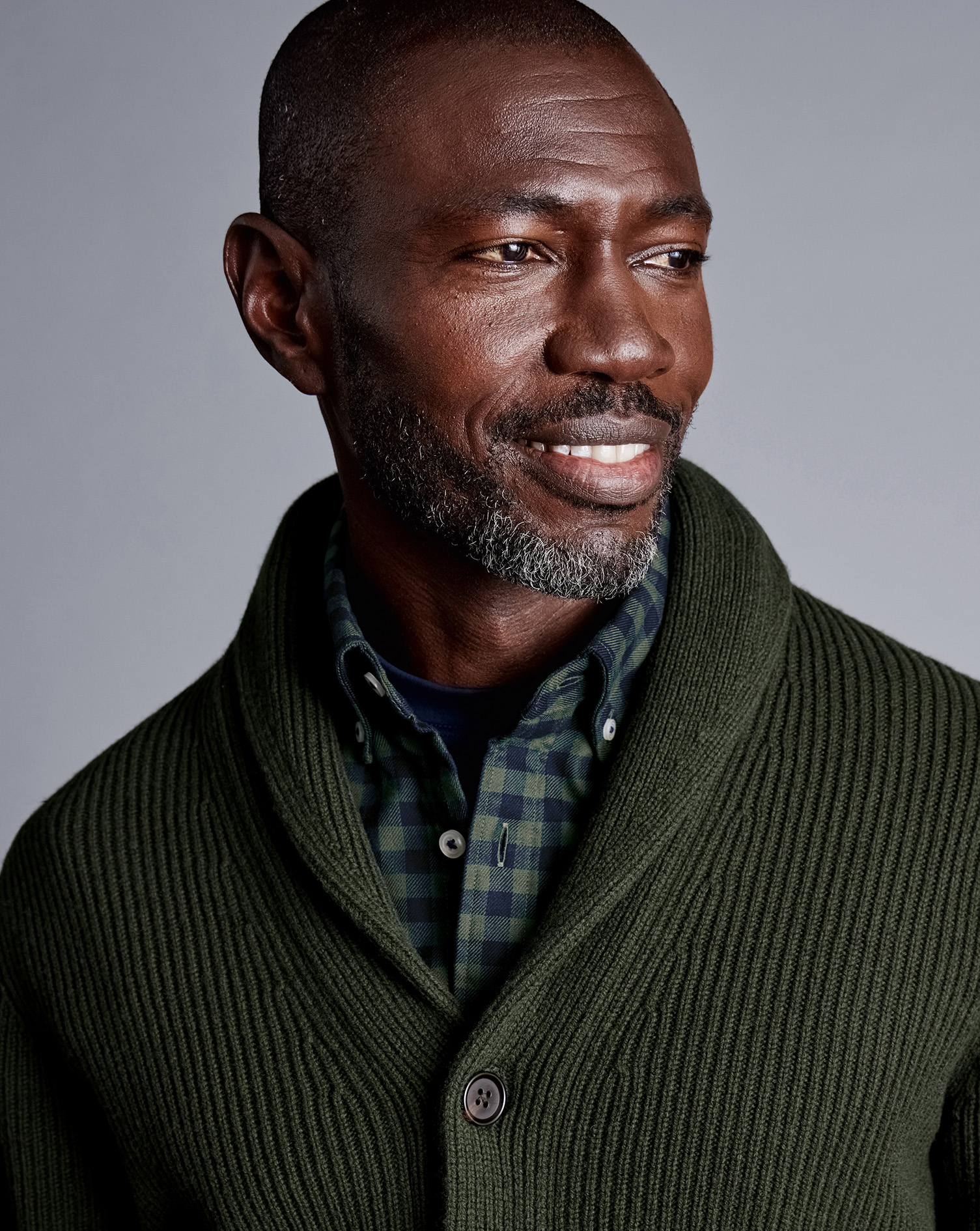 Merino Chunky Shawl Neck Cardigan - Dark Olive