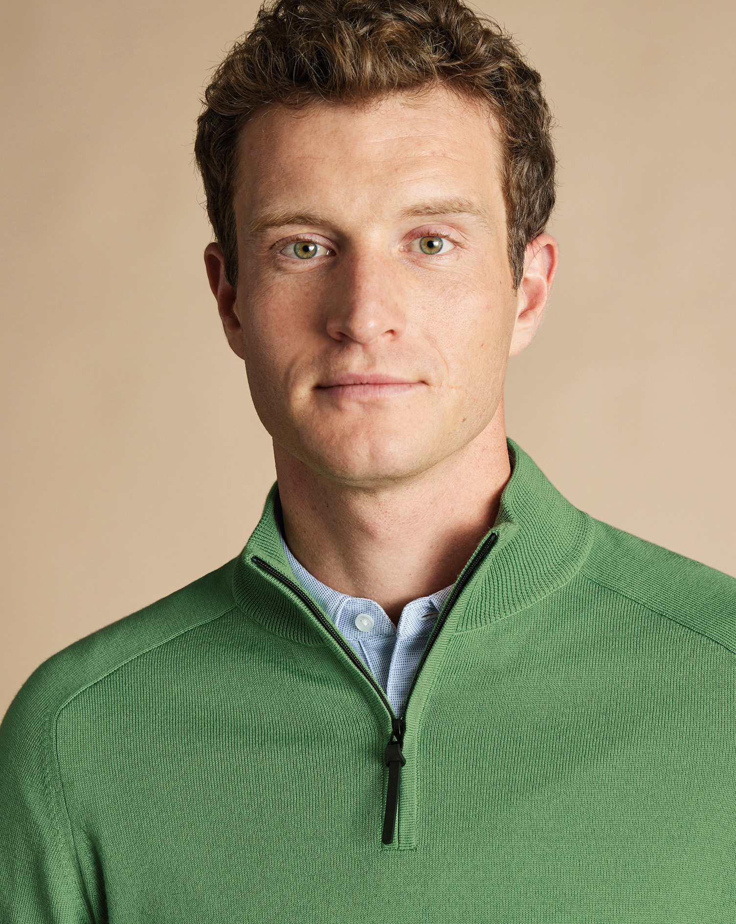 Performance Merino Zip Neck Jumper - Light Green