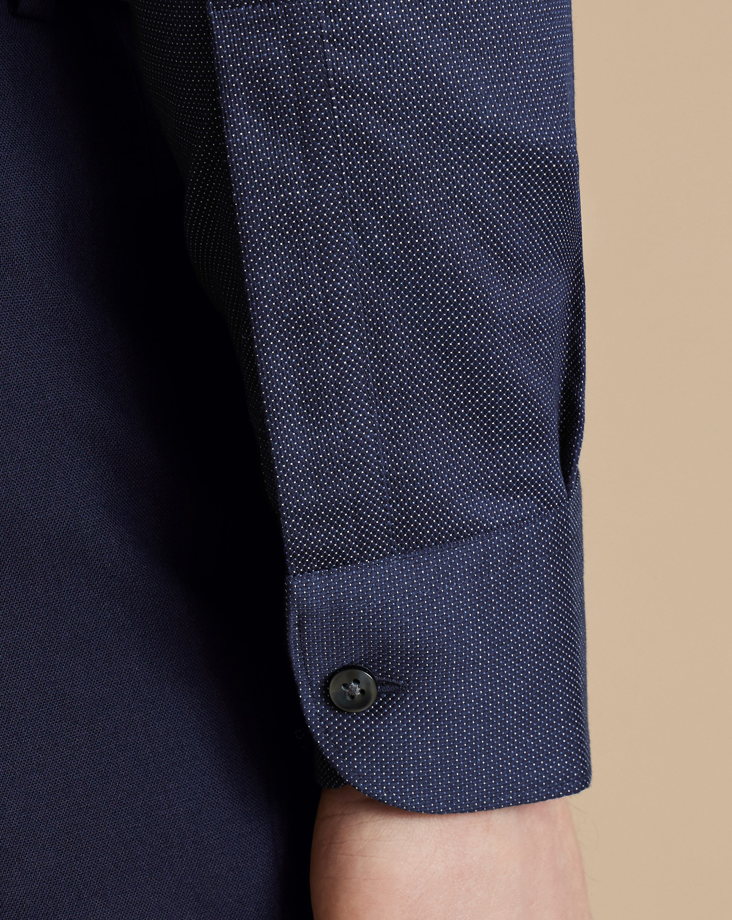 Semi-Cutaway Collar Non-Iron Stretch Dot Texture Shirt - French Blue